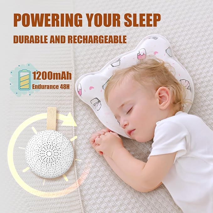 Sound Machine with 24 Relaxing Nature Sounds,Sleep Portable Travel White Noise Machine for Home,Office,Nursery,Timed and Adjustable with Lights Sound Machine