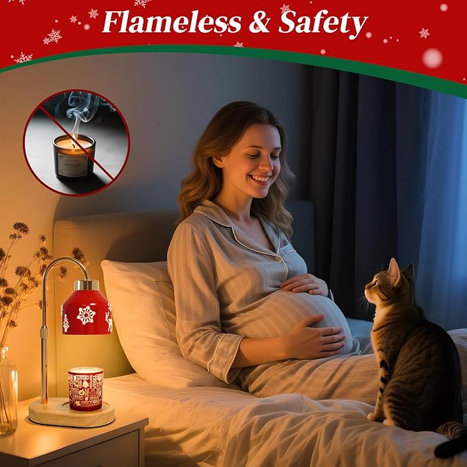 Seniny Christmas Candle Warmer Lamp with Timer, Adjustable Height Dimmable Lamp Candle Warmer for Jar Candles, Electric Warming Light, Home Decor Flameless Wax Melter Lamps, Birthday Gifts for Women