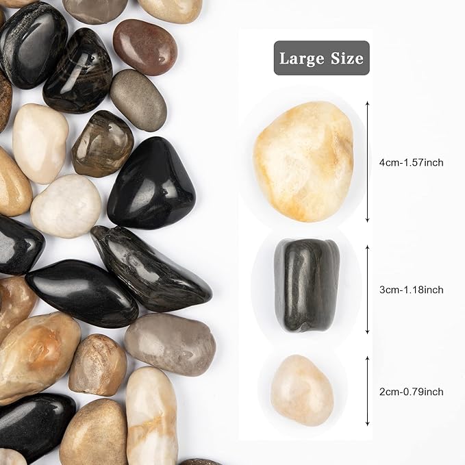 11lbs Mix Natural River Rocks, High-Polished Pebbles for Plants Garden, 1-2 inch Decorative Mix Stones, Ideal for Fish Tank, Vases, Crafting, Home Decor and Garden Landscaping Rocks,Mix