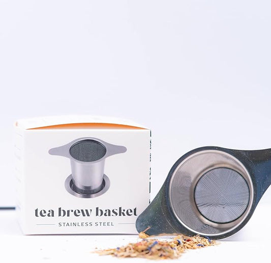 Fine Mesh Loose Tea Infuser −18/8 Stainless Steel, Large Capacity, Wide Double Handles−Fits Cups, Mugs, Small Teapots−Loose Leaf Tea Brew Basket, Steeper & Strainer −The Elegant Elephant