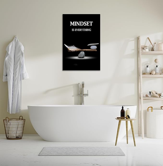 SKASNFAI Mindset Motivation Office Wall Art Zen Stone Canvas Print Pictures Wall Decor Framed Positive Quotes Posters for Living Room Bedroom Decoration (28L x 44W)