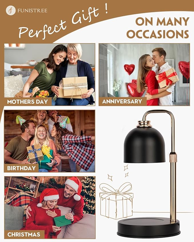 Candle Warmer Lamp with Timer & Dimmable Brightness, House Warming Gifts New Home, Candle Warming Lamp Gifts for Christmas, Birthday Gifts for Women Mom, Flameless Wax Melt Warmer for Jar Candles