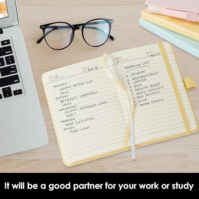 Small Notebook Journal with Pen, Mini Pocket Notepad for Women, Small Pocket Size Note pads for Note Taking, Pink, Yellow, Sky Blue Note Book