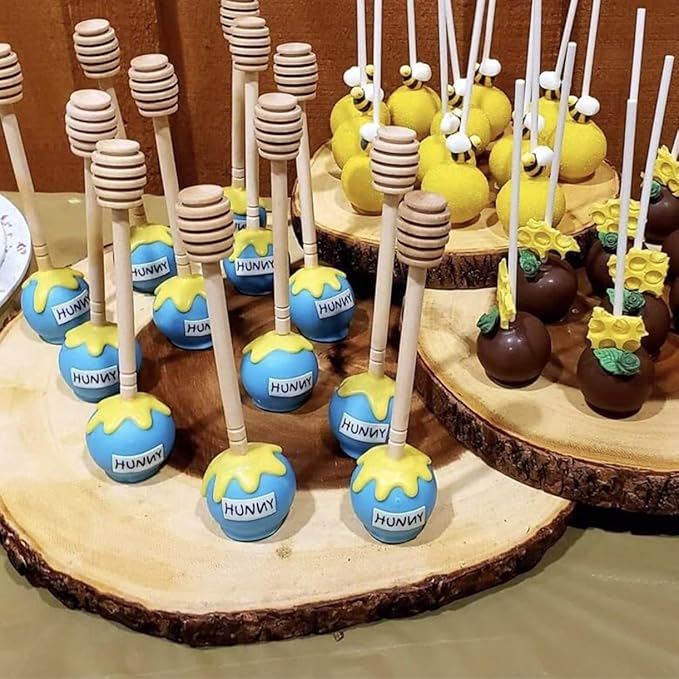 Wooden Honey Dipper Stick Collecting Dispensing Drizzling Jam Portable Wedding Party (15cm, 20)