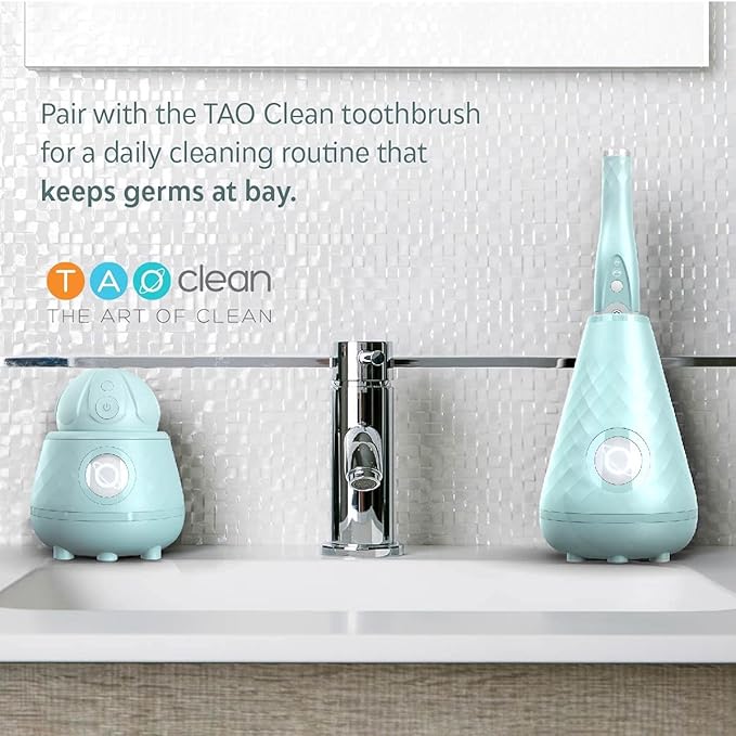 Tao Clean Ona Diamond Orbital Facial Brush and Cleansing Station – Robin's Egg Blue – Electric Face Cleansing Brush with Ergonomic Handle, Dual Speed Settings, 2 Piece Set, (BA-0201-RBE-US)