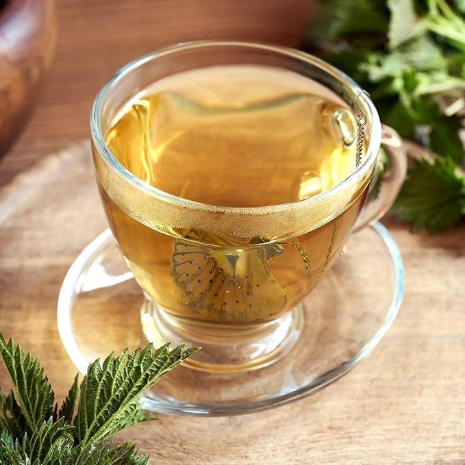 Vesici 10 Sets Loose Leaf Tea Infuser Set Stainless Steel Tea Strainer for Loose Tea Holder Infuser Ball Tea Filter Includes Chain Hooks and 1 Drip Trays with 1 Tea Spoon for Brew Tea Leaves Mug