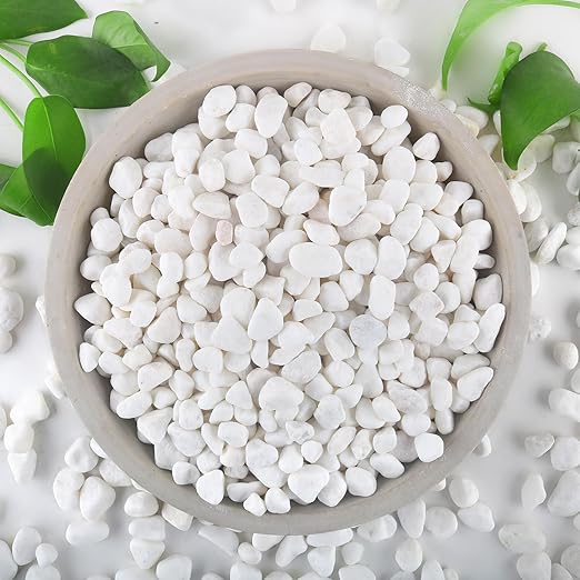 6Lb White Rocks for Plants, 1/4"-3/4" White Pebbles, Decorative Stones for Vases, Small Aquarium Gravel for Fish Tank Garden Rocks for Potted Plants & Home Decor