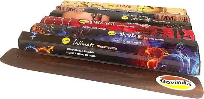Sreevani Incense Sticks Variety Pack #11 and Incense Stick Holder Bundle with 6 Love Fragrances