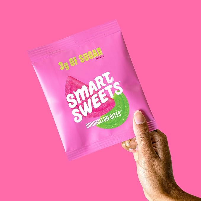 SmartSweets Sourmelon bites, Low Sugar Gummy Candy (3g), Low Calorie (130), Gluten-Free -1.8oz (Pack of 6) Packaging may vary