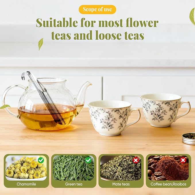 2 Pcs Tea Infuser, Tea Diffusers for Loose Tea with Teaspoon Tea-tweezers Steel Wire Cloth, for All Kinds of Tea