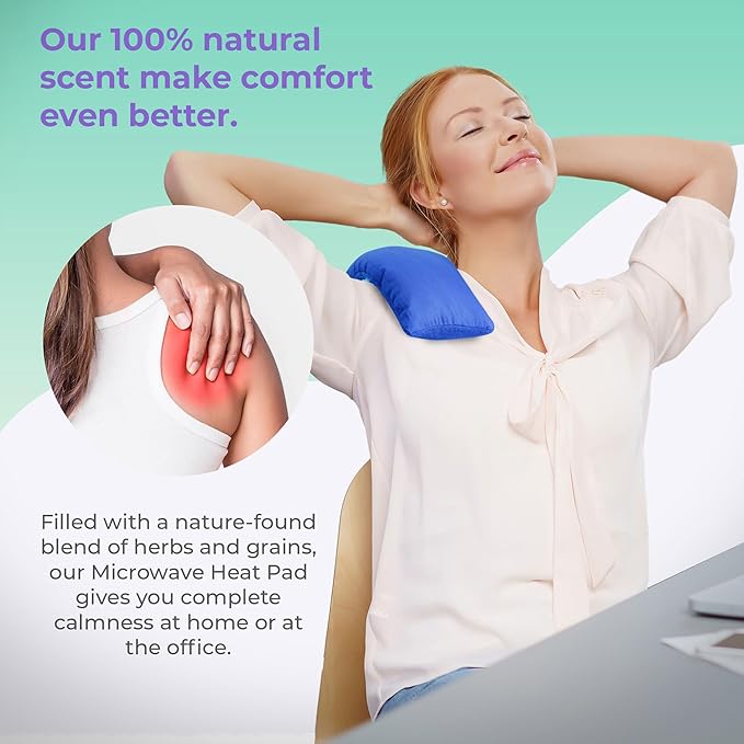 Microwavable Heating Pads for Lower Back, Neck, and Shoulder Pain Relief - Moist Microwave Heating Pad for Muscles and Joints - Microwave Hot Pack Heat Pad for Cramps - 3 Packs Blue - Lavender Scent