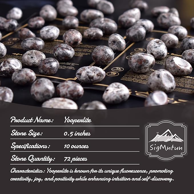 Polished Yooperlite Crystals - 72 Pcs, 0.5" 10 oz Handpicked Tumbled Gemstones Rocks, Pebbles for Reiki, Chakra, Healing Home Decor
