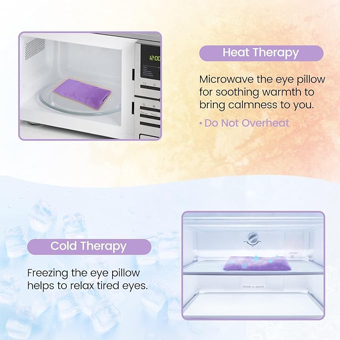 SuzziPad Lavender Eye Pillows for Relaxation with Aromatherapy, Weighted Mask for Sleeping, Hot & Cold Therapy Compress for Dry Eyes, Yoga Meditation Pillow, Purple, 4 Packs