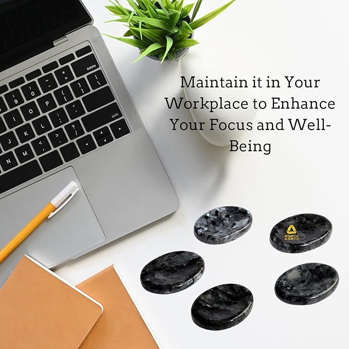 Larvikite Worry Stones – Crystal Thumb Worry Stone for Anguish, Stress – Relaxing & Soothing Balance Stones for Meditation, Relief – Healing Stones & Crystals for Men, Women