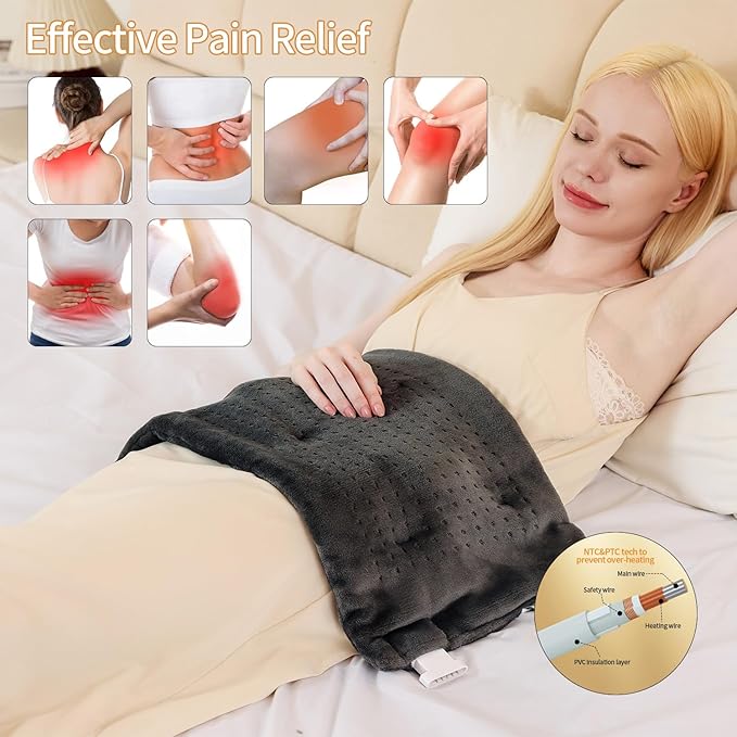 Heating Pad for Neck and Shoulders and Back, Shoulder Heating Pad for Pain Relief with Dry&Moist Heat Therapy, Auto-Off, 9ft Extra Long Wire,Gifts for Mom Women,Dark Blue, 17"*33" (Dark Blue)