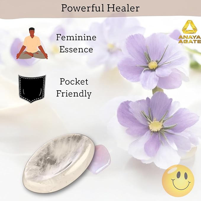 Clear Quartz Worry Stones – Crystal Thumb Worry Stone for Anguish, Stress – Relaxing and Soothing Balance Stones for Meditation, Stress Relief – Healing Stones and Crystals for Men and Women