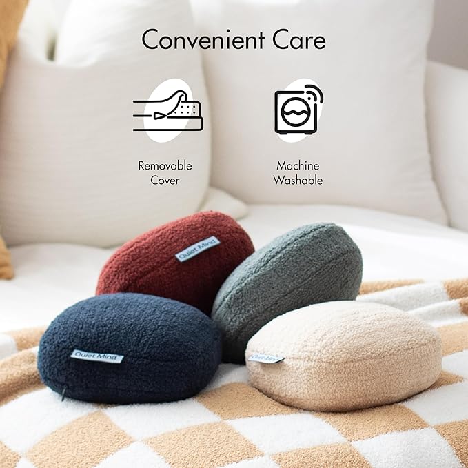 Quiet Mind Weighted Pillow for Adults 6 Lbs - Get Better Sleep - Sustainably Made and Chemical Free - Machine Washable (Small, Cashew)