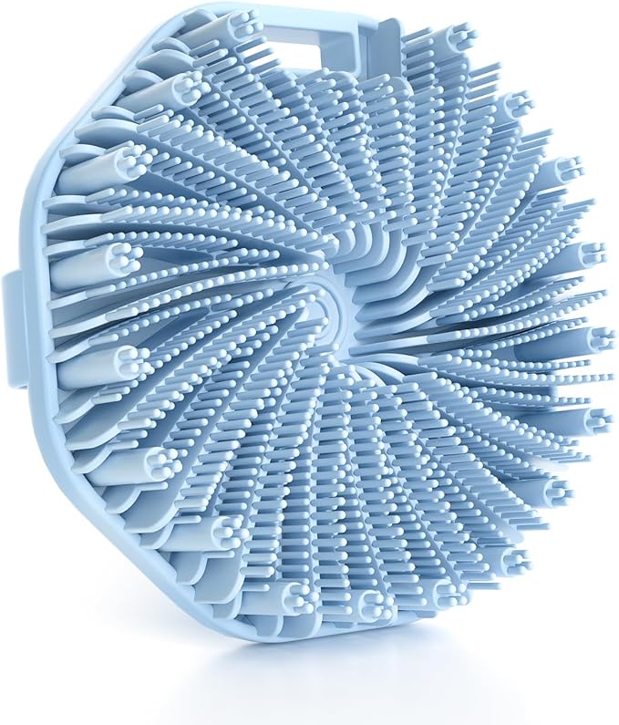 Silicone Body Scrubber, Exfoliating Body Wash Scrubbers Exfoliator, Shower Body Brush for Effective Showering Exfoliation and Gentle Massage (Blue)