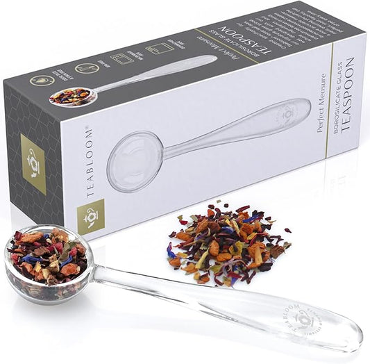 Teabloom Perfect Measure Loose Leaf Tea Spoon – Lead-Free Heatproof Borosilicate Glass Tea Scoop – Tea Purist's Choice