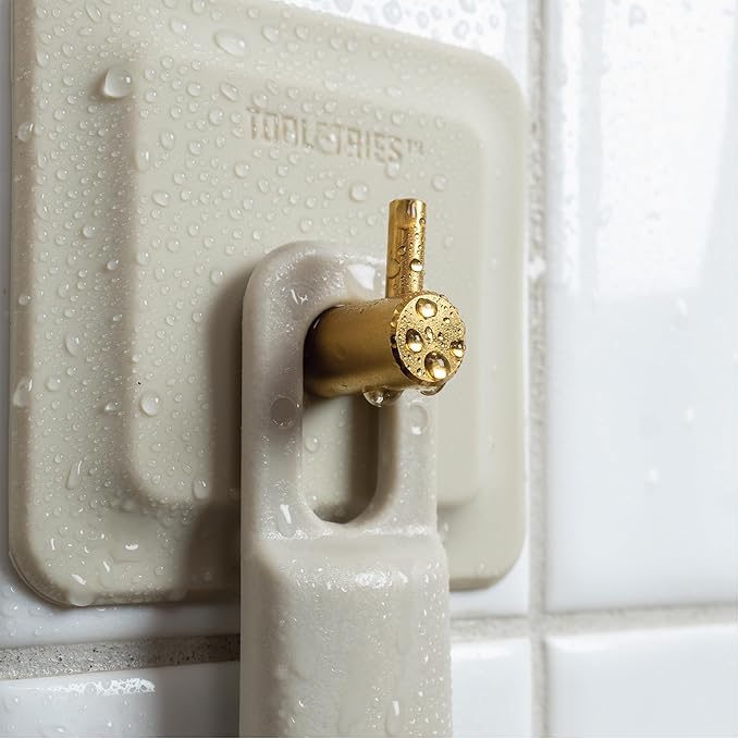 TOOLETRIES Silicone Back Scrubber with Hook - Exfoliating Shower Brush, Back Washer for Men, Durable Back Brush with Long Handle - Long Lasting Bath & Shower Accessories - Sand