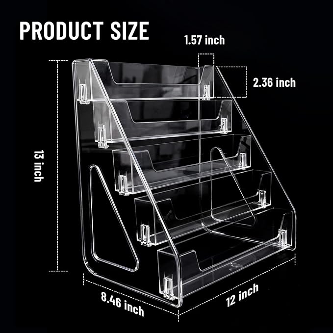 Tea Bag Organizer 5 Tier Tea Storage, Acrylic Tea Storage Chests for Kitchen, Office, Countertop, Cabinet Pantry, Tea Bag, Coffee, Sugar Packets, Creamers Holder
