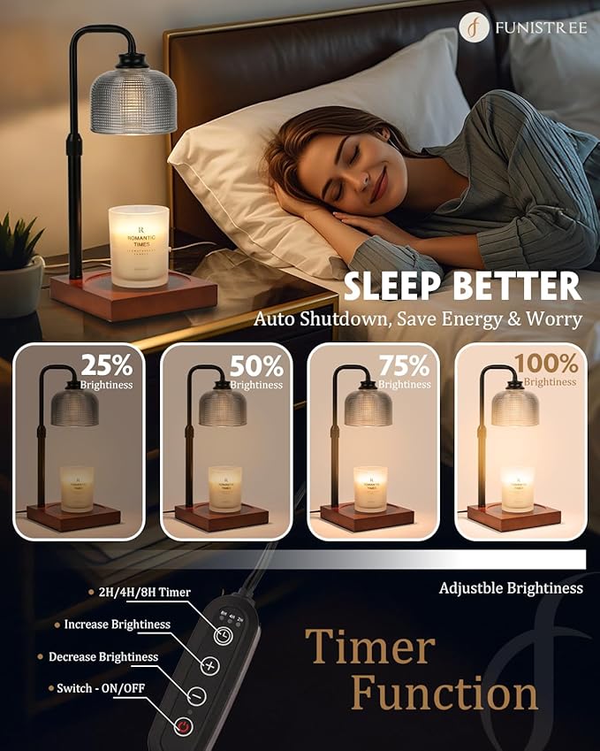 Candle Warmer Lamp with Timer Dimmable, Adjustable Height, House Warming Gifts New Home Room Decor, Christmas Birthday Gifts for Women Mom, Wax Warmer Lamp for Jar Candles with 2 Bulbs