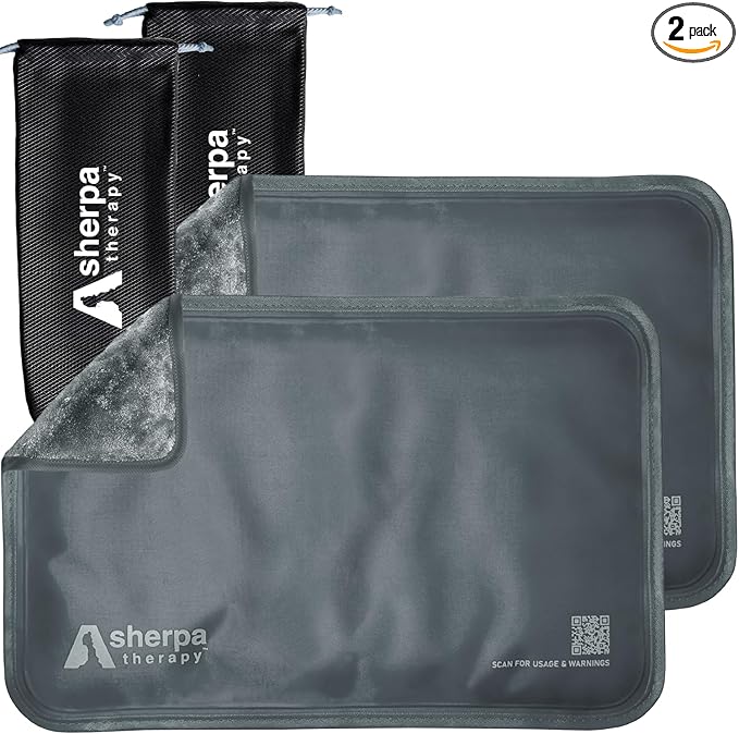 Medium Flexible Gel Ice Packs Reusable - Hot and Cold Soft Ice Packs for Injuries Reusable for Ankle, Arm, Foot, Leg, Back Pain Relief - 8" x 12" - 2PK - Grey