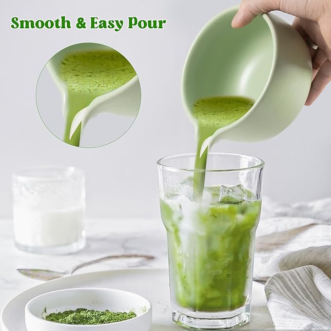 Matcha Whisk Set, 9PCS Ceramic Matcha Tea Set Includes Bowl, Whisk and Holder, Bamboo Scoop, Scoop Rest, Sifter and Tea Towel for Traditional Matcha Ceremony Matcha Lovers