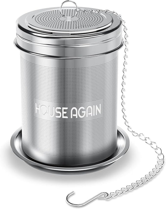 House Again Large Tea Infuser, Extra Fine Mesh Tea Strainers for Loose Tea, 18/8 Stainless Steel Tea Strainer with Extended Chain Hook, Tea Steeper for Brew Tea, Spices & Seasonings, for Multi Cups