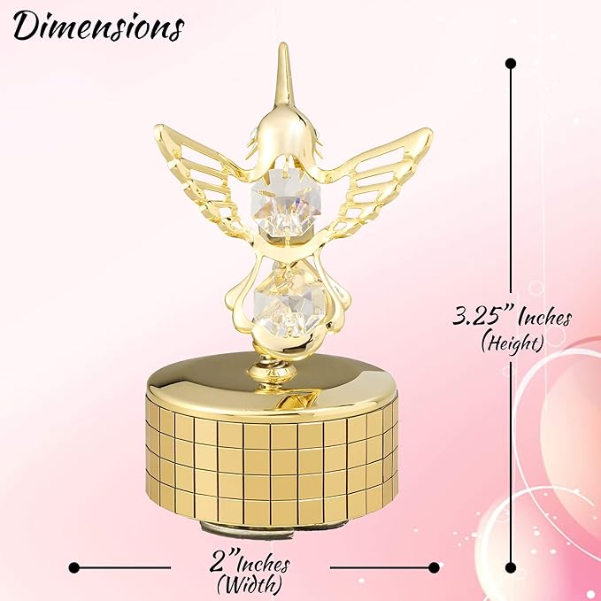Matashi Christmas Gift for Women - Hummingbird Music Box with 24K Gold Plated Crystal - Tabletop Showpiece for Home, Office, Living Room for Her
