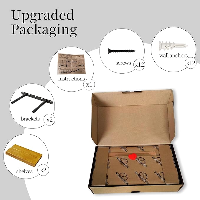 BGMG Wood Floating Shelves for Wall 16 inch Set of 2, Rustic Wooden Wall Mount Shelves for Living Room Bedroom Kitchen Farmhouse-16x6.7x1.25 inch- Gold Oak