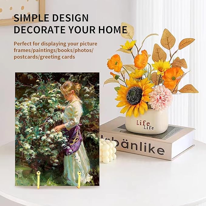 Kruodop 10 Inch Plate Stands for Display, 3 Pack Plate Holder Display Stand, Gold Metal Frame Easel Holder Stand for Pictures,Book, Photo, Decorative Plate-Gold