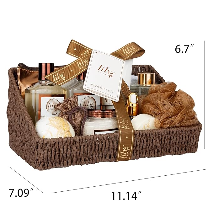 Bath and Body Gift Basket Set for Women - Coconut Vanilla Christmas Gifts for Women, Spa Gift Basket 17-Piece Bath Gift Set Self Care Gifts for Mothers Day, Fathers Day, Birthday Gifts for Her & Him