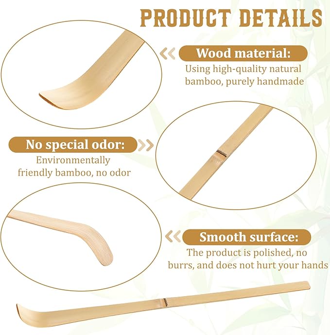 Matcha Scoop Bamboo, 19cm/7.4in Japanese Chashaku Hooked Green Tea Scoops Natural Bamboo Tea Scoop Ceremony Accessories for Coffee, Teas and Espresso