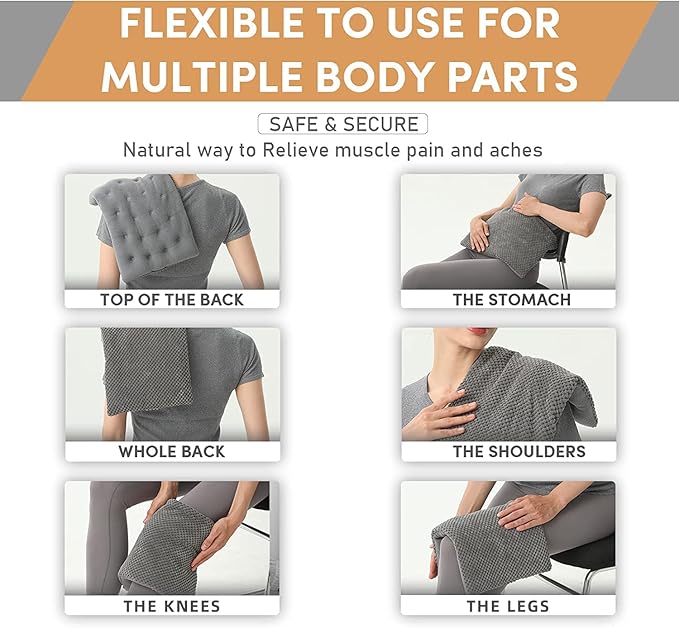 UNCN Wide Microwave Heating pad with Washable Cover 9.5 x 16in Microwavable Hot Pad for Neck Shoulder, Cramps, Back Cordless Warm Compress Weighted Moist Heat Pack for Aches, Unscented