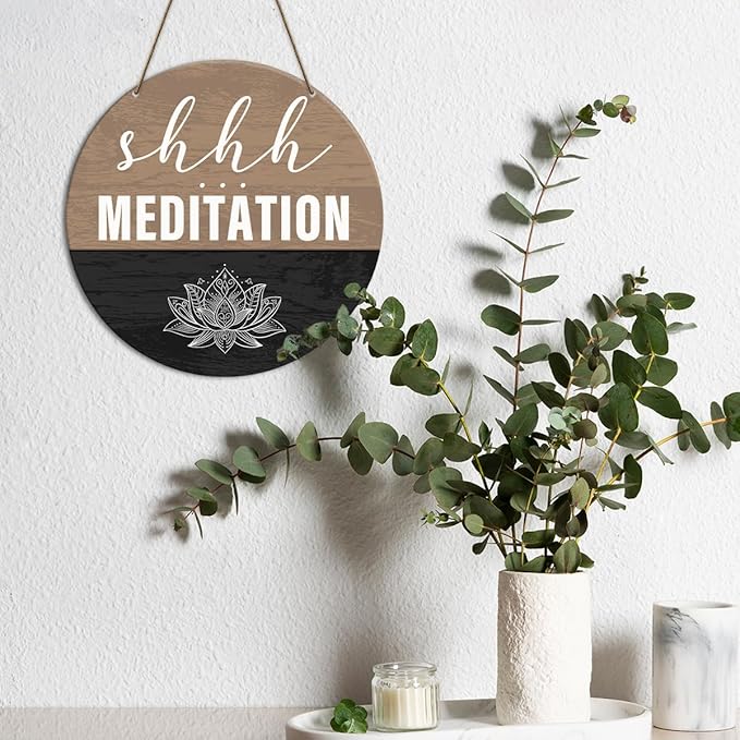 Meditation Room Decor Sign, Yoga Studio Wall Decoration Home Gym Spiritual Room Zen Den Hanging Decor Sign, Please Do Not Disturb Sign, Gifts for Yoga Instructor Lover