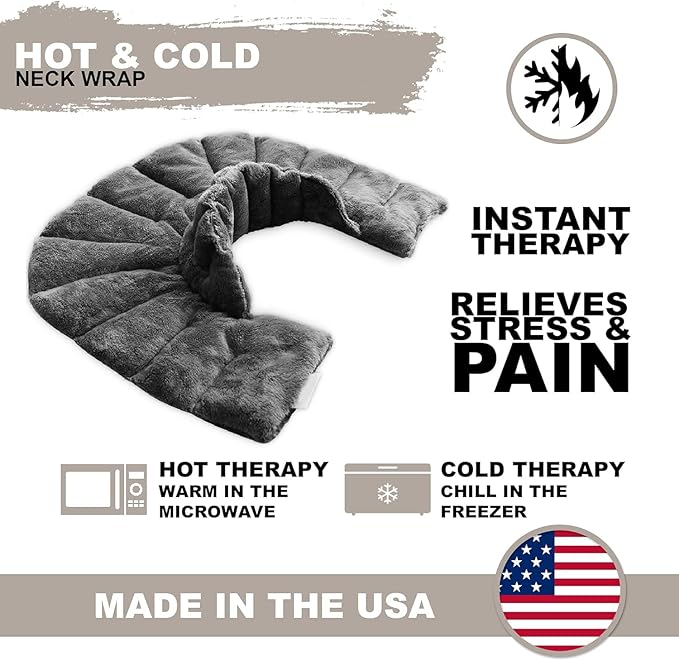 Mars Wellness Heated microwavable Neck and Shoulder Wrap - Herbal Hot/Cold Deep Penetrating Weighted Herbal Aromatherapy Shoulder and Neck Therapy Wrap - Made in The USA (Charcoal) - 2 Pack