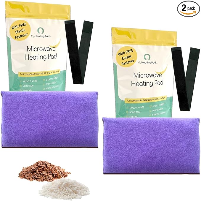 My Heating Pad for a Better Comfort - Moist Microwavable Heating Pads for Joint Pain and Sore Muscles - Microwave Hot Pack Heat Pad for Cramps - Chilled or Heated Pad Therapy Pillow - 2 Packs Purple