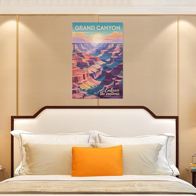 Motivational Canvas Grand Canyon Inspirational Poster Embrace The Vastness for Meditation Living Room Creative Studio Décor Canvas Poster Unframe-style 08x12inch(20x30cm)