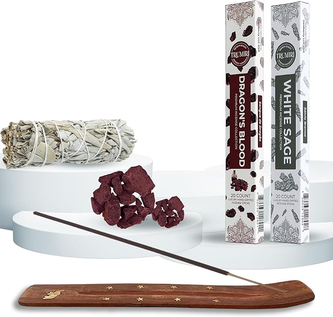 Trumiri Incense Sticks - Combo Pack of 40 Insence-Sticks - 20 Dragons Blood + 20 White Sage - Insenses - Insents - Incents - Inscense - Incence - Incienso - All Natural Incense Sticks
