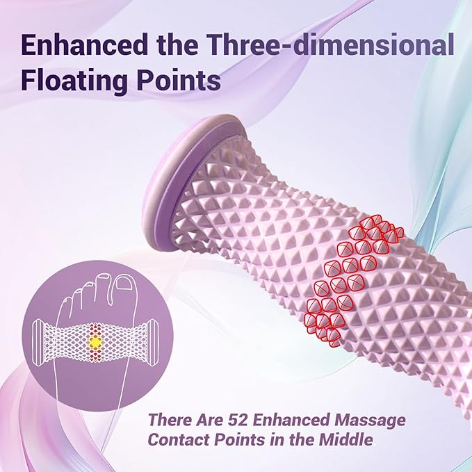 Ergonomic Foot Massager Roller - for Plantar Fasciitis Relief, Portable Reflexology Tool (Purple)