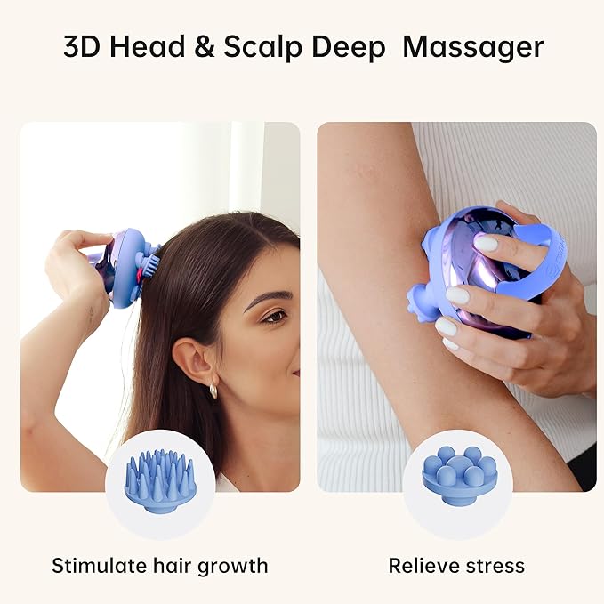 COMFIER Cordless Scalp Massager with 3 kneading Modes,8 Claws, Christmas Gift for Women,Waterproof Head Massage for Deep Cleansing,Head Scratcher,Body Massager,Cat Massage