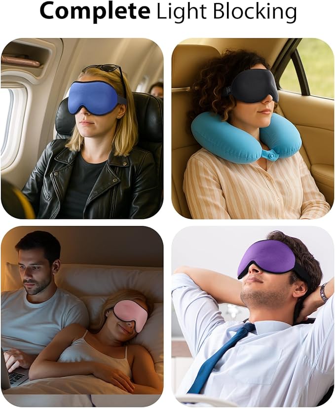 MABAO Weighted Sleep Mask - 100% Blackout Eye Mask for Sleeping for Women Men, 3D Contoured for Lash Extension, Zero Eye Pressure Memory Foam Cover, Soft Gentle Pressure Blindfold for Travel - Blue