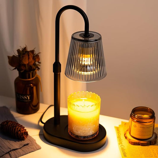 Candle Warmer Lamp with Timer Electric - Wickless Warming Light Height Adjustable Dimmable No Flame Heat Warm Melt Wax Scented Table Lights Elegant Modern Home Decor for Jar Candles Living Bedroom