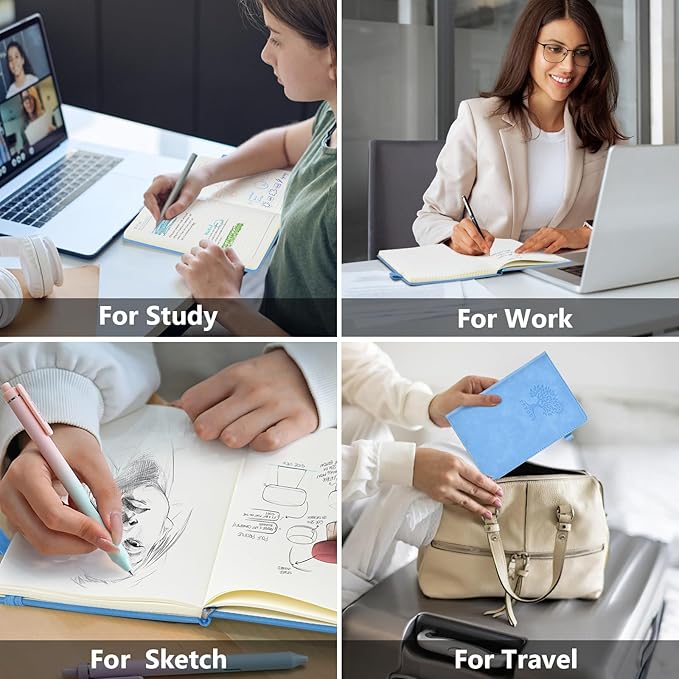 Lined Journal Notebook for Men & Women, 160 Pages College Ruled Journal for Writing, A5 Hardcover Leather Notebooks for Work, School, Business, Travel, Daily Diary 5.9" x 8.5" - Blue