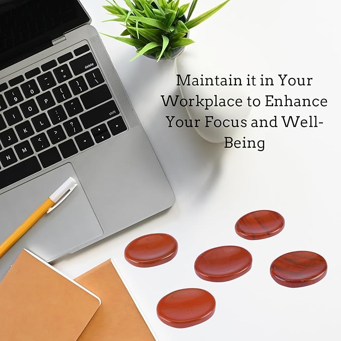 Red Jasper Worry Stone – Crystal Thumb Worry Stones for Anxiety, Stress – Relaxing and Soothing Balance Stones for Meditation, Stress Relief – Healing Stones and Crystals for Men and Women