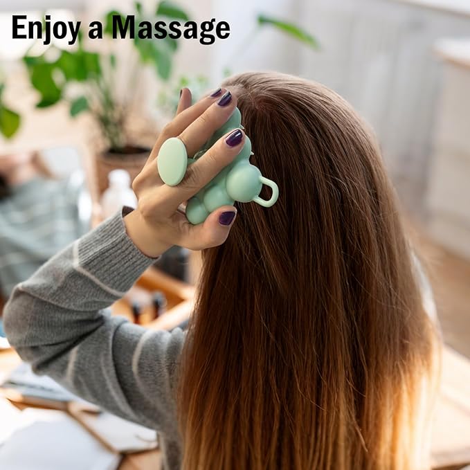 Silicone Scalp Massager Shampoo Brush for Hair Growth, Dandruff Removal & Wet/Dry Care, Hair Scrubber Scalp Stimulator Exfoliator Brush with Soft Bristles for Men & Women, Green