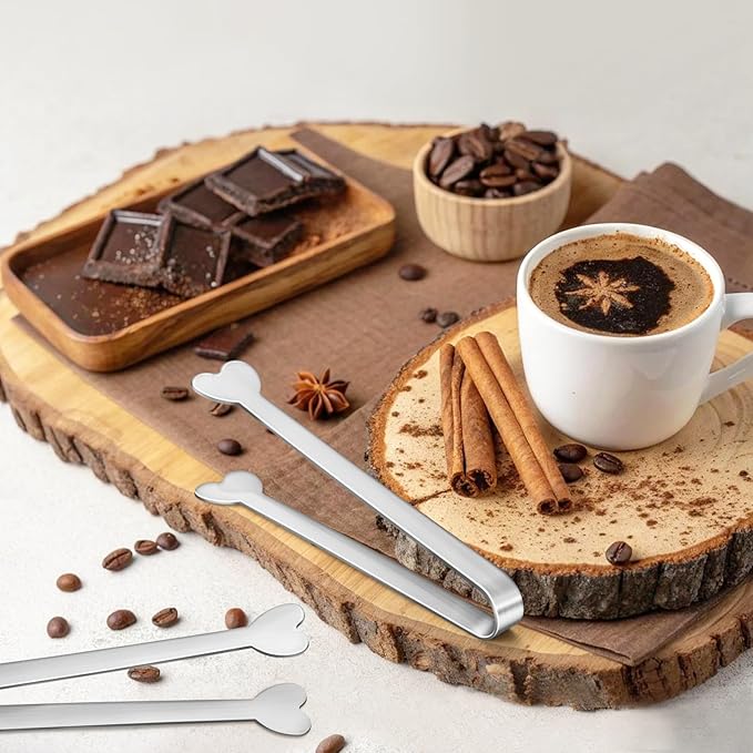 20-Packs Mini Serving Tongs, Stainless Steel Small Appetizers Tongs, Metal Kitchen Tongs, Ice Sugar Tongs for Serving Food (5inch，Silver)