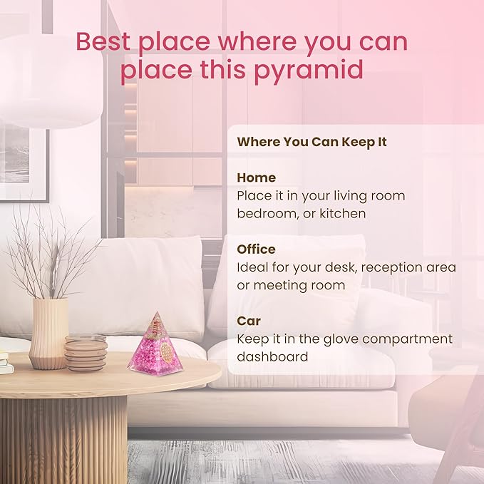 Rose Quartz Orgone Pyramid for Healing Energy – Handcrafted Crystal Pyramid with Copper Coil for Love, Harmony & Meditation – Reiki, Chakra Balancing, Positive Energy Generator Spiritual Gift