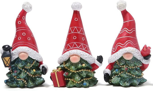Hodao 3 PCS Christmas Gnome Decorations Xmas Hat Gnomes Figurines Decors Handmade Elf Scandinavian Tomte Gnomes Figurines for Xmas Decor Gift - Christmas Party Home Gnome Decorations